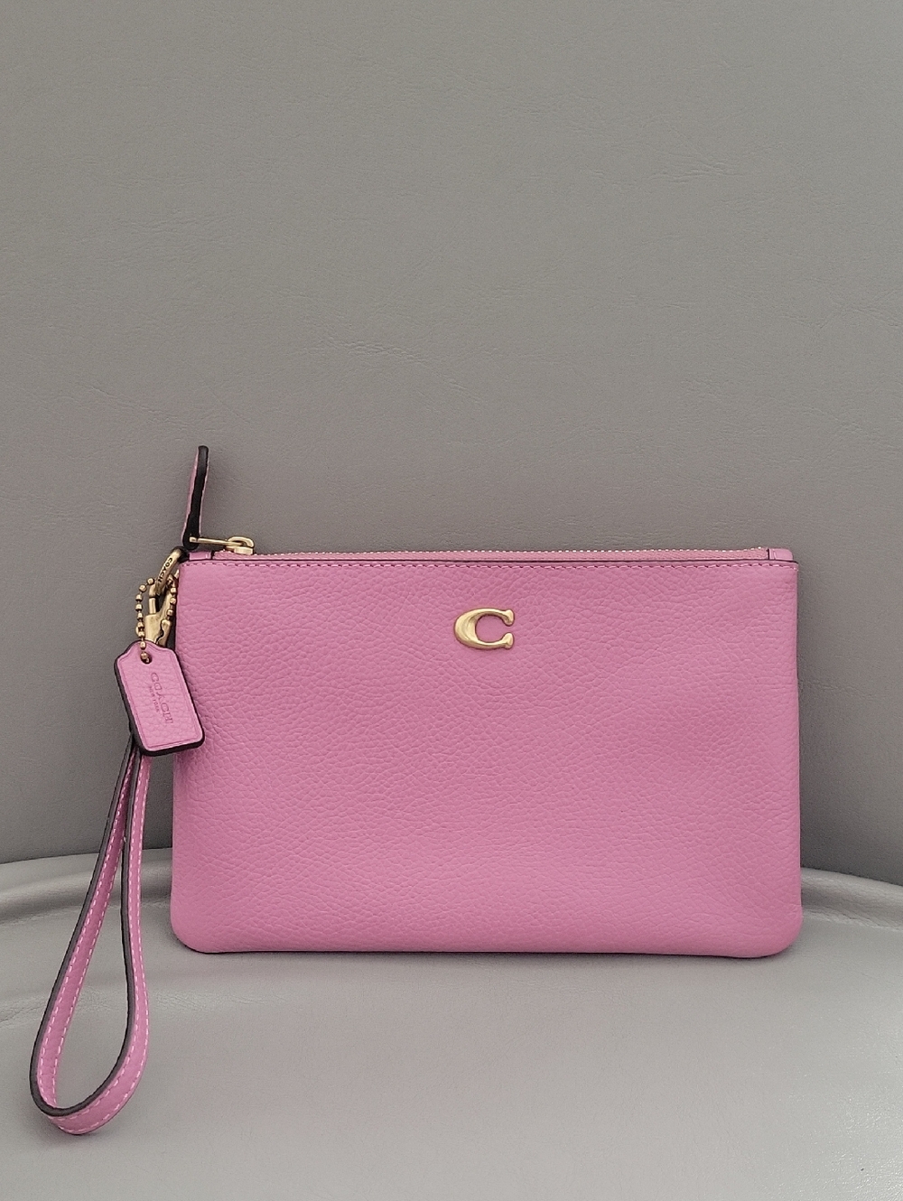 Coach Pink Pebbled Leather Wristlet